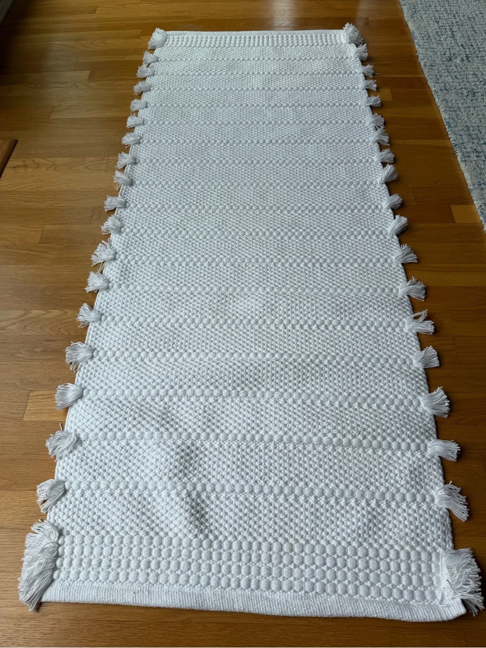 Serena & Lily White Textured Tassel Bath Rug